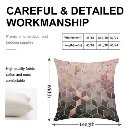 Pink And Grey Gradient Cubes Linen Throw Pillow Cover