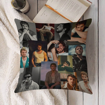 Paul Mescal Collage Linen Throw Pillow Cover