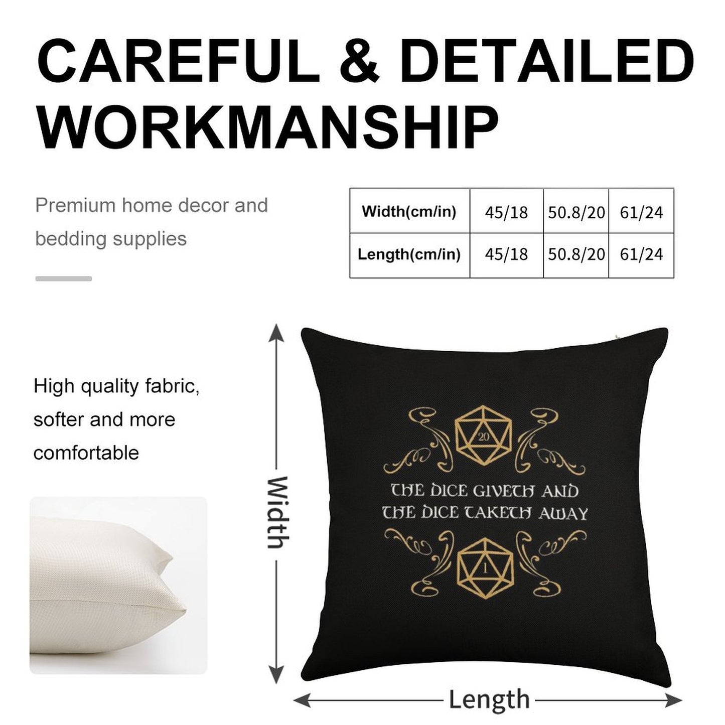 The Dice Giveth And Taketh Away Natural 20 And Critical Fail Linen Throw Pillow Cover