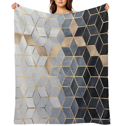 Soft Blue Gradient Cubes Throw Blanket
