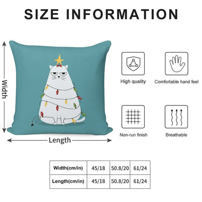 Grumpy Christmas Cat Soft Ultra-Soft Texture Throw Pillow