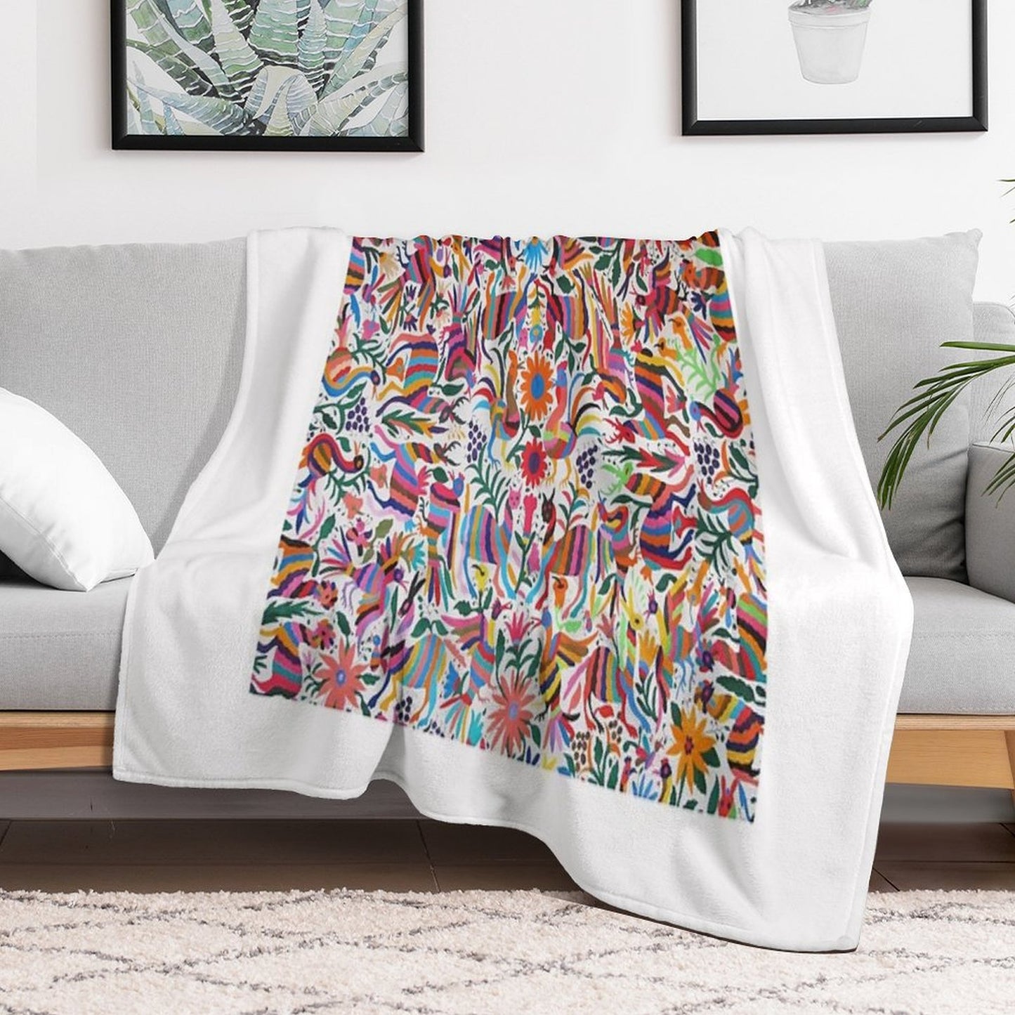 Otomi Fabric Mexico Art Throw Blanket