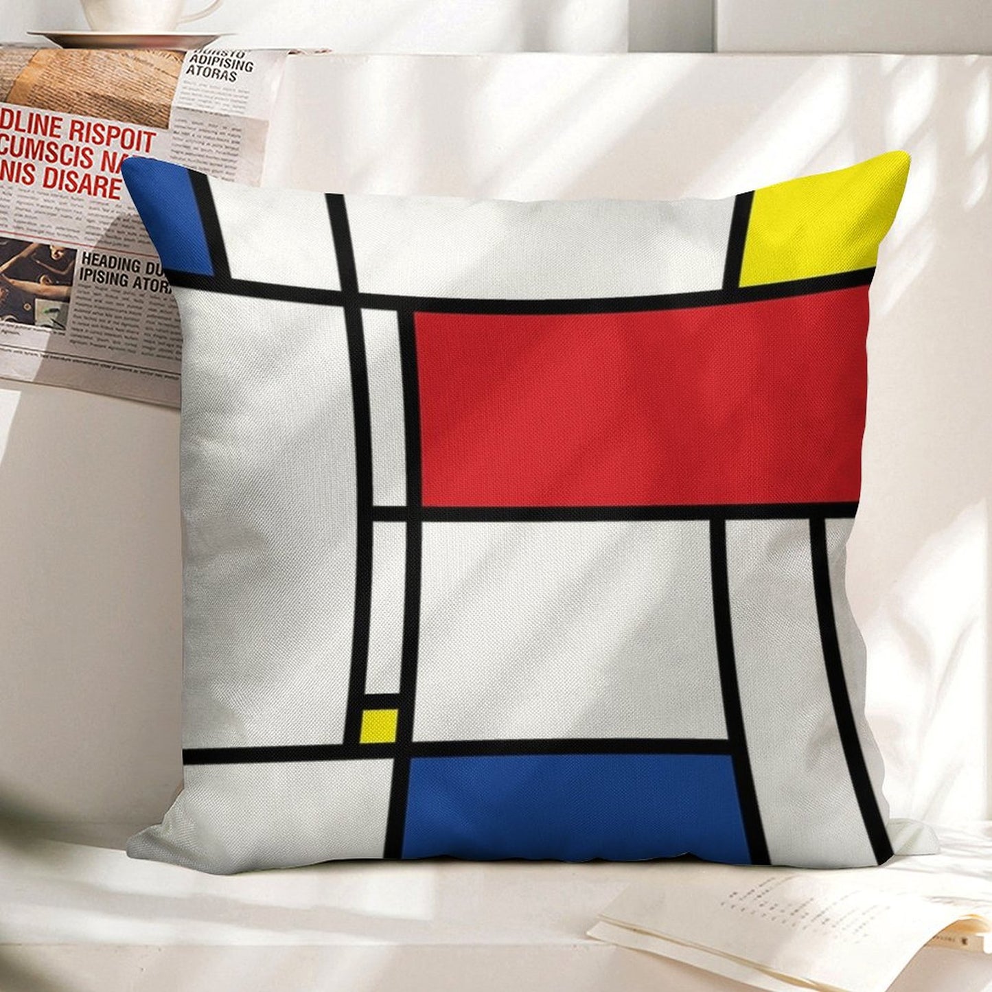Mondrian Minimalist De Stijl Modern Art © Fatfatin Linen Throw Pillow Cover