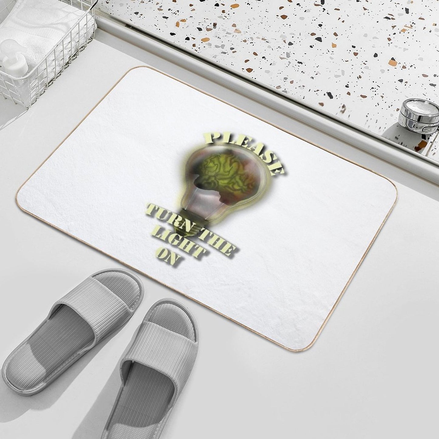 Brain in Light Bulb  Odorless Bath Mat
