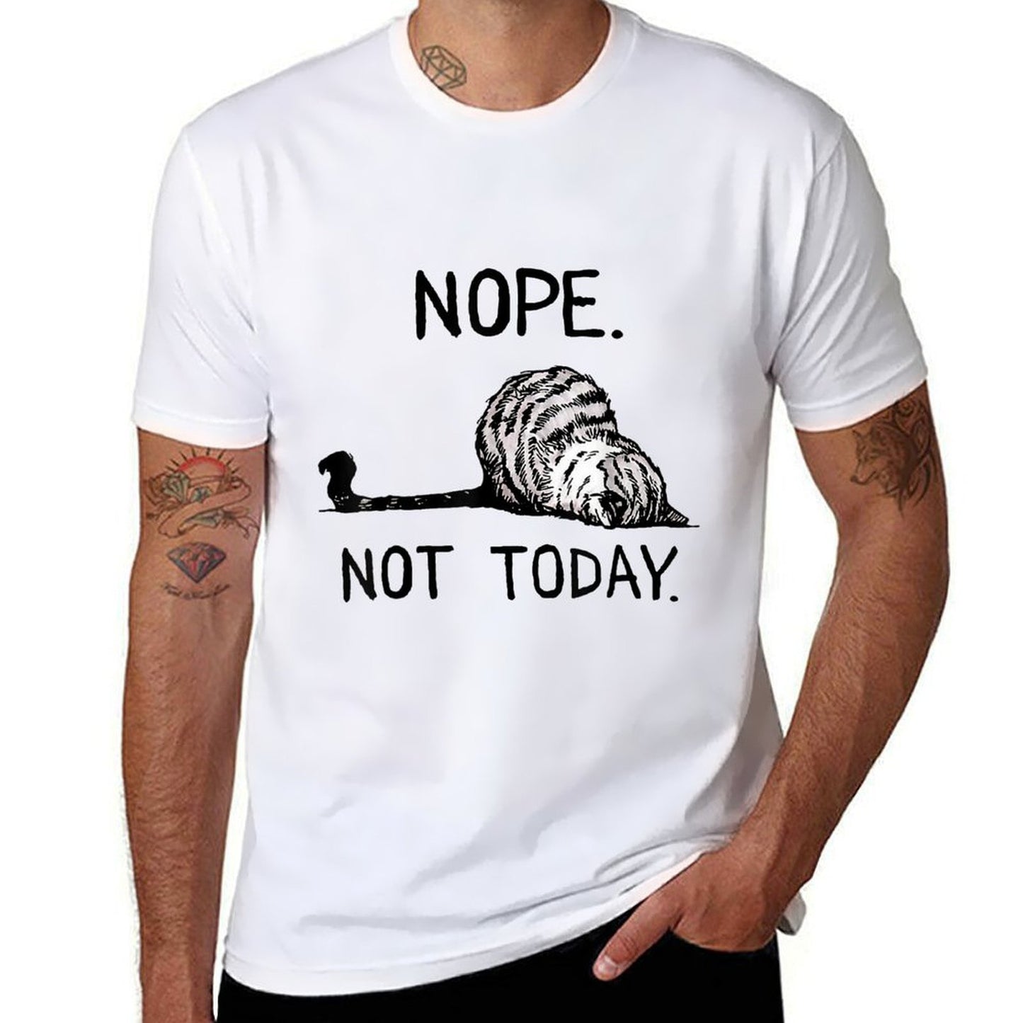 Nope Not Today Tabby Cat  Cotton T-Shirt
