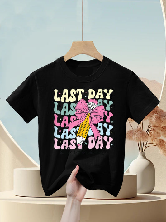 Last Day Of School Coquette Bow Graduation Party Kids T-Shirt