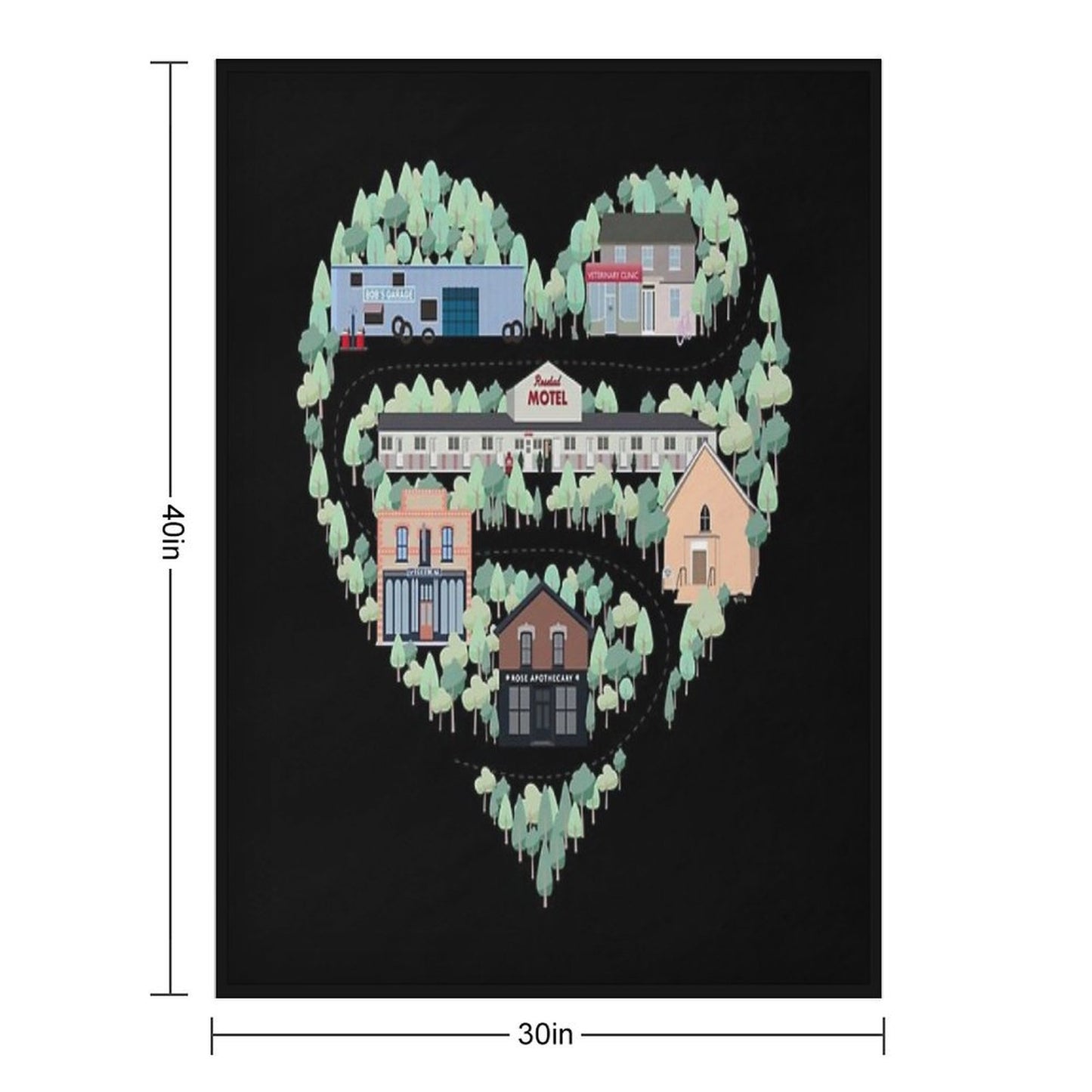 I Love The Town of Schitt's Creek, Where Everyone Fits In. From The Rosebud Motel to Rose Apothecary, A Drawing of The Schitt's Throw Blanket
