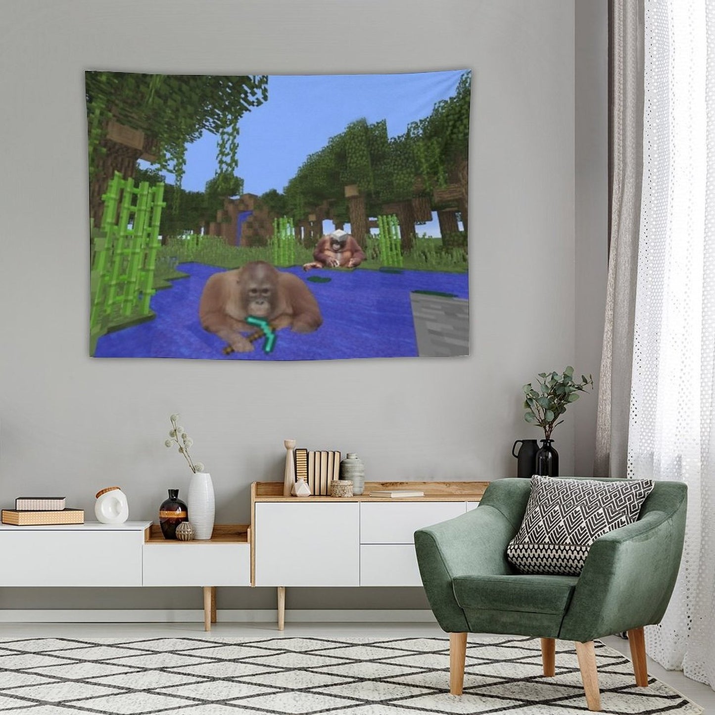 Minecraft Monkey Tapestry