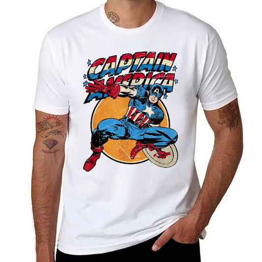 Marvel Avengers Vintage Captain America Avengers Comic  Oversized Silhouette T-Shirt