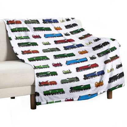 Iconic British Steam Trains Throw Blanket