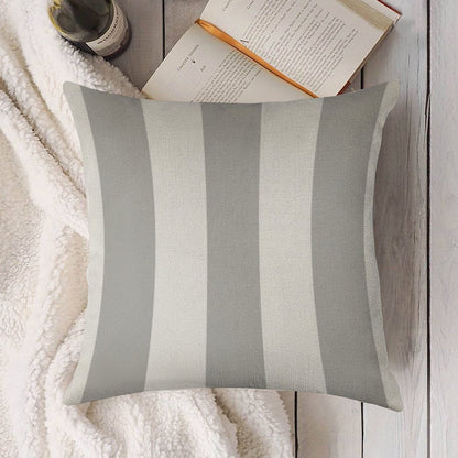 Silver Gray And White Stripes Linen Throw Pillow Cover