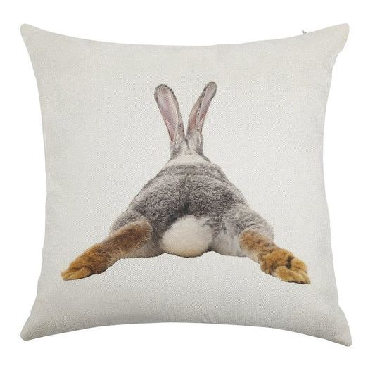 Cute Bunny Rabbit Tail Butt Image Picture Linen Throw Pillow Cover