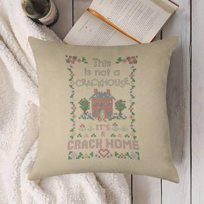 A Crack Home - Cross Stitch Embroidery Linen Throw Pillow Cover