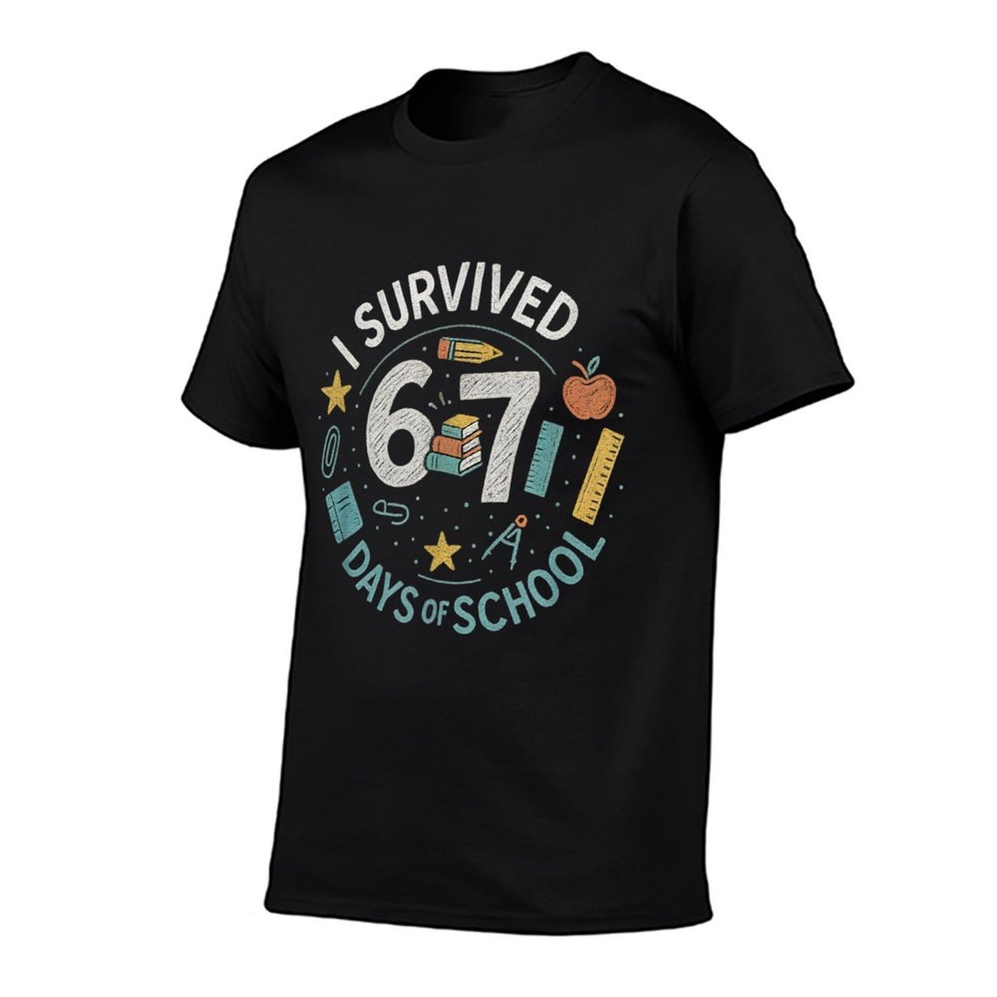 I Survived 6 7 Days of School – Funny 67 Meme Chalkboard  Relaxed-fit T-Shirt
