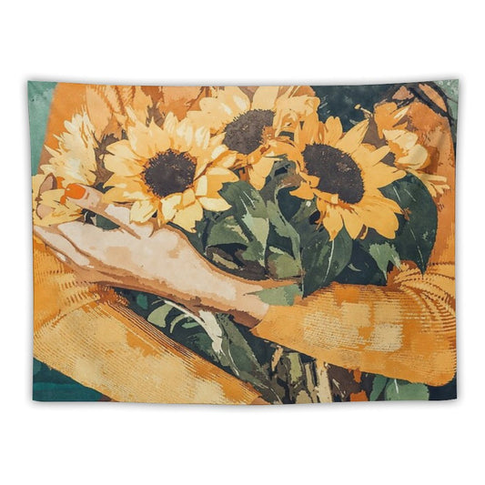 Holding Sunflowers Tapestry