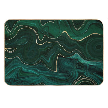 Emerald Green And Gold  Malachite Pattern Bath Mat