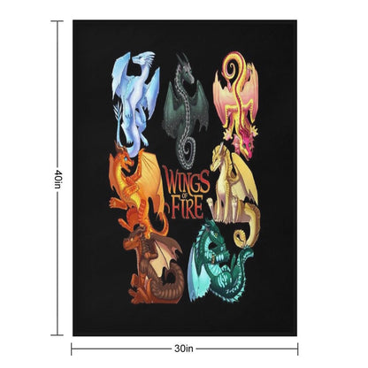 Wings of Fire - Jade Winglet Dragonets Moonwatcher, Winter, Qibli, Peril, Turtle, Umber, Kinkajou Throw Blanket