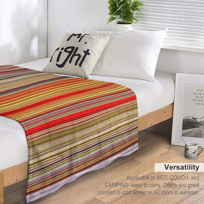 Red Yellow Fine Random Stripes Throw Blanket