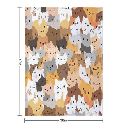 Sweet Happy Cub Kittens - Cats Pattern Throw Blanket