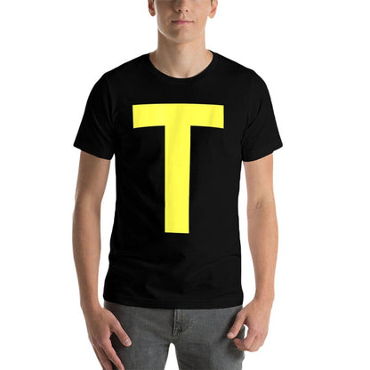 Letter T in Yellow on Green Costume Halloween Party Comfortable T-Shirt