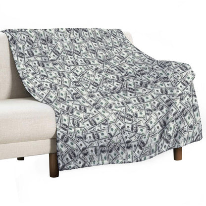 Giant Money Background 100 Dollar Bills Throw Blanket