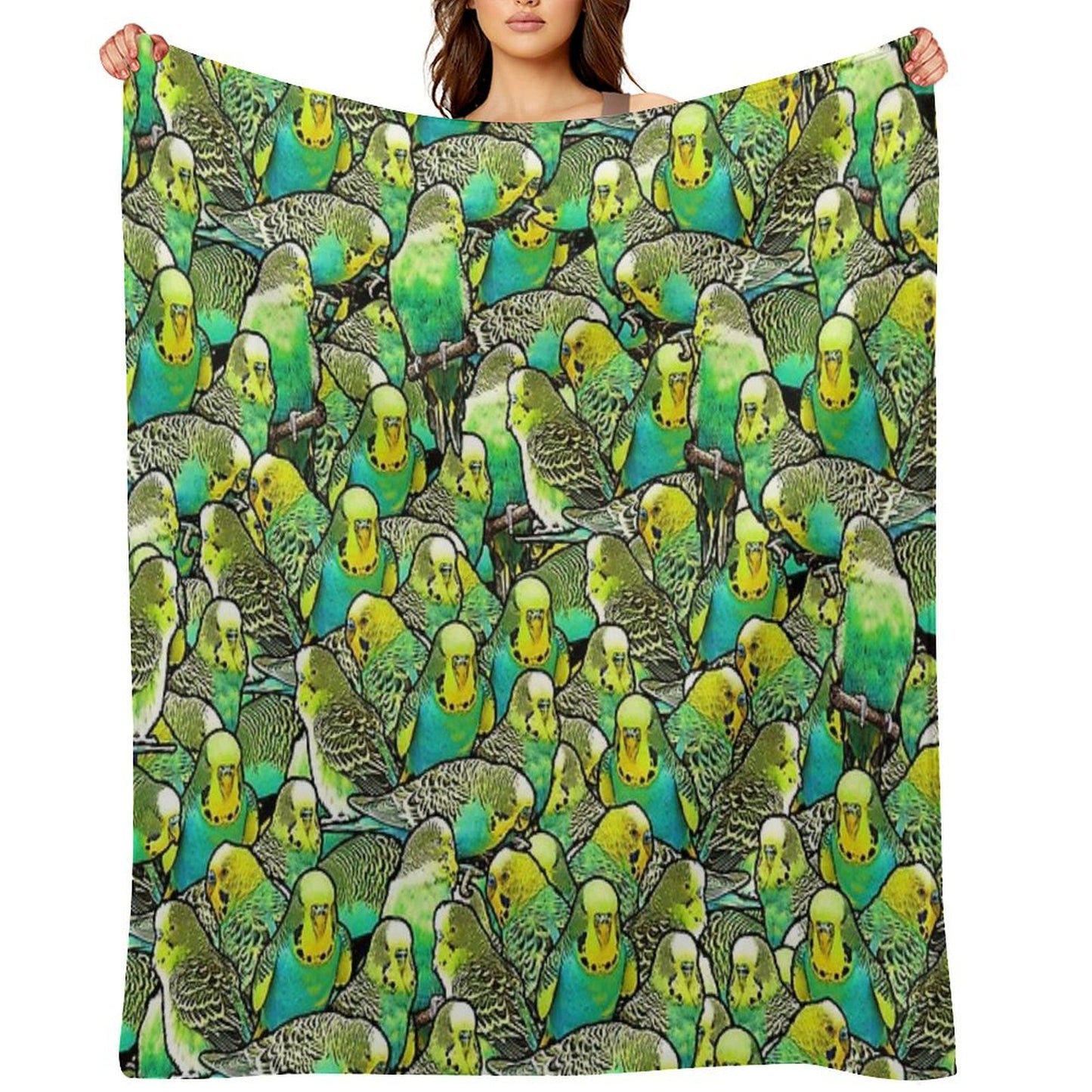 Budgie Pattern Throw Blanket
