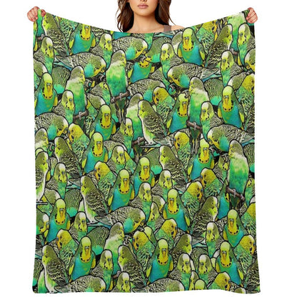 Budgie Pattern Throw Blanket