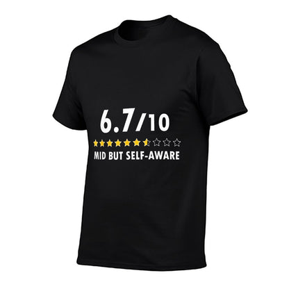 67 Funny Rating Meme Six Seven Mid But Self Aware GenZ Alpha  High-quality Stitching T-Shirt