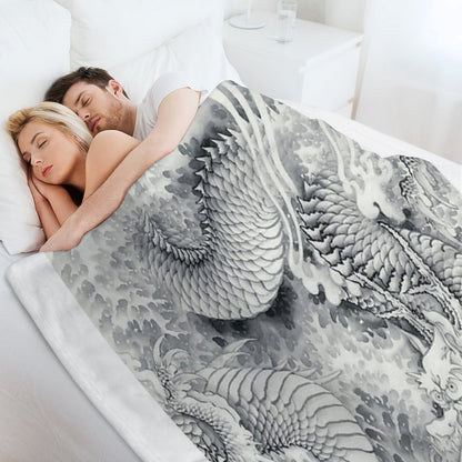 Ink Painting Dragon 180411 JAPAN Throw Blanket