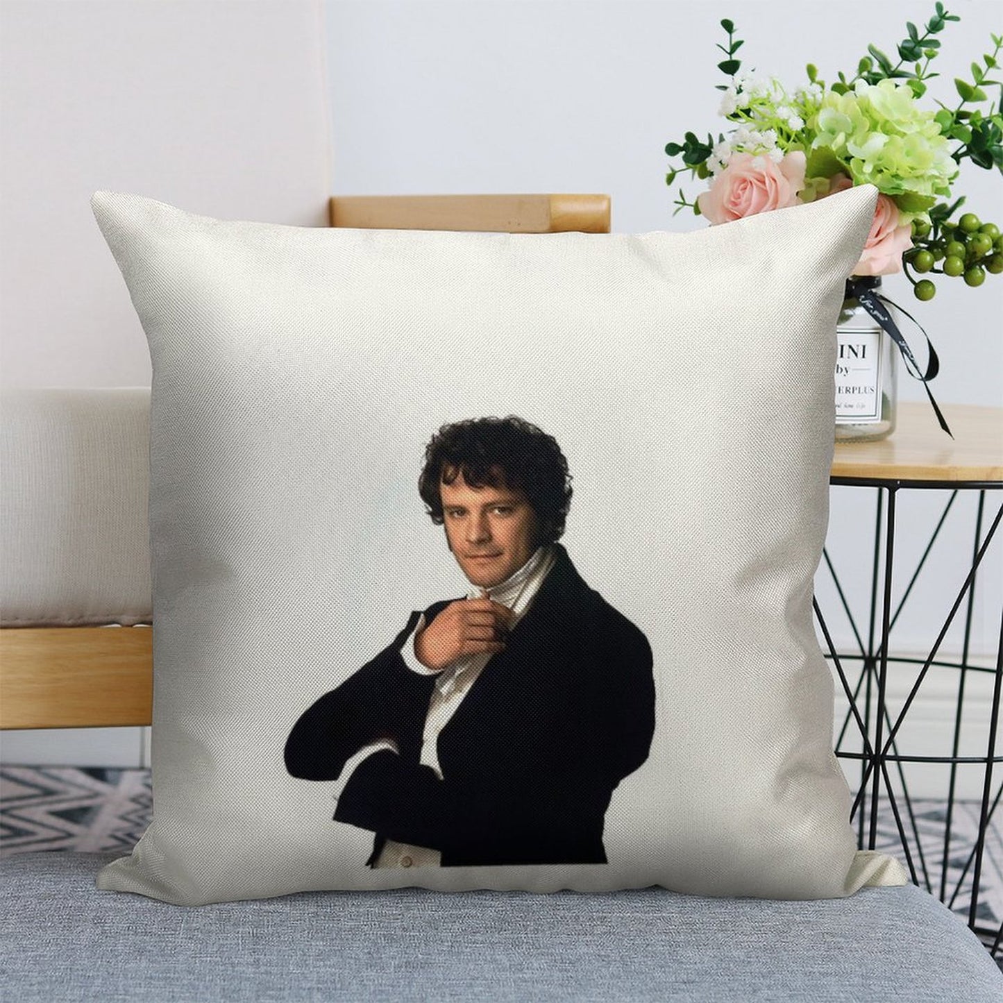 Colin Firth As Mr Darcy in Pride & Prejudice Linen Throw Pillow Cover