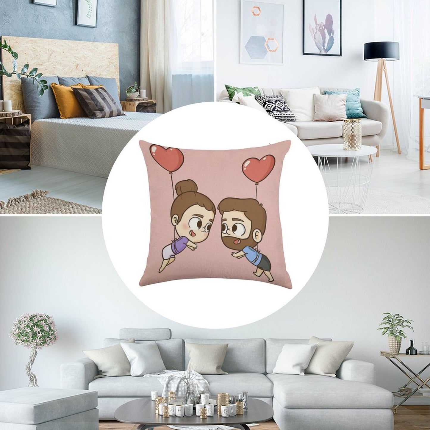 Love Is in The Air - Pibubear Linen Throw Pillow Cover