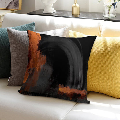 Black Orange Abstract Soft Home Decor Throw Pillow