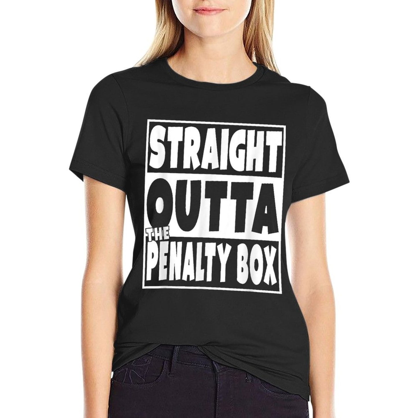Straight Outta The Penalty Box Funny Hockey Gift  Stretchy T-Shirt
