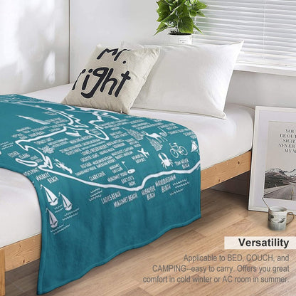Nantucket Map Throw Blanket