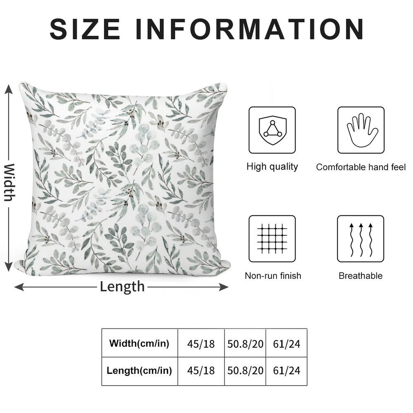 Australian Eucalyptus Watercolor Botanical Leaves Australianiana Eucalyptus Leaves in Watercolour Soft Short Plush Fabric Throw Pillow