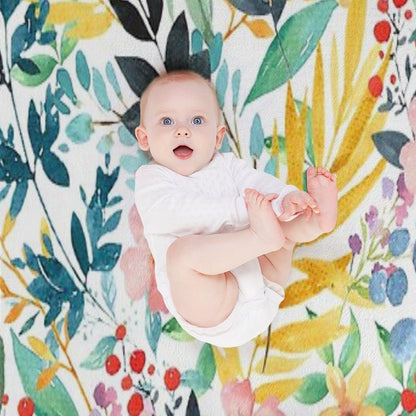 Colorful Watercolor Floral Pattern Throw Blanket