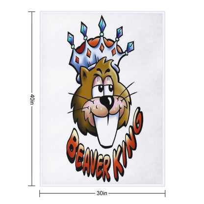 Beaver King - Red Text Throw Blanket