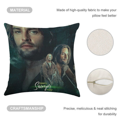 Josh Holloway James Ford Sawyer Lost Linen Throw Pillow Cover