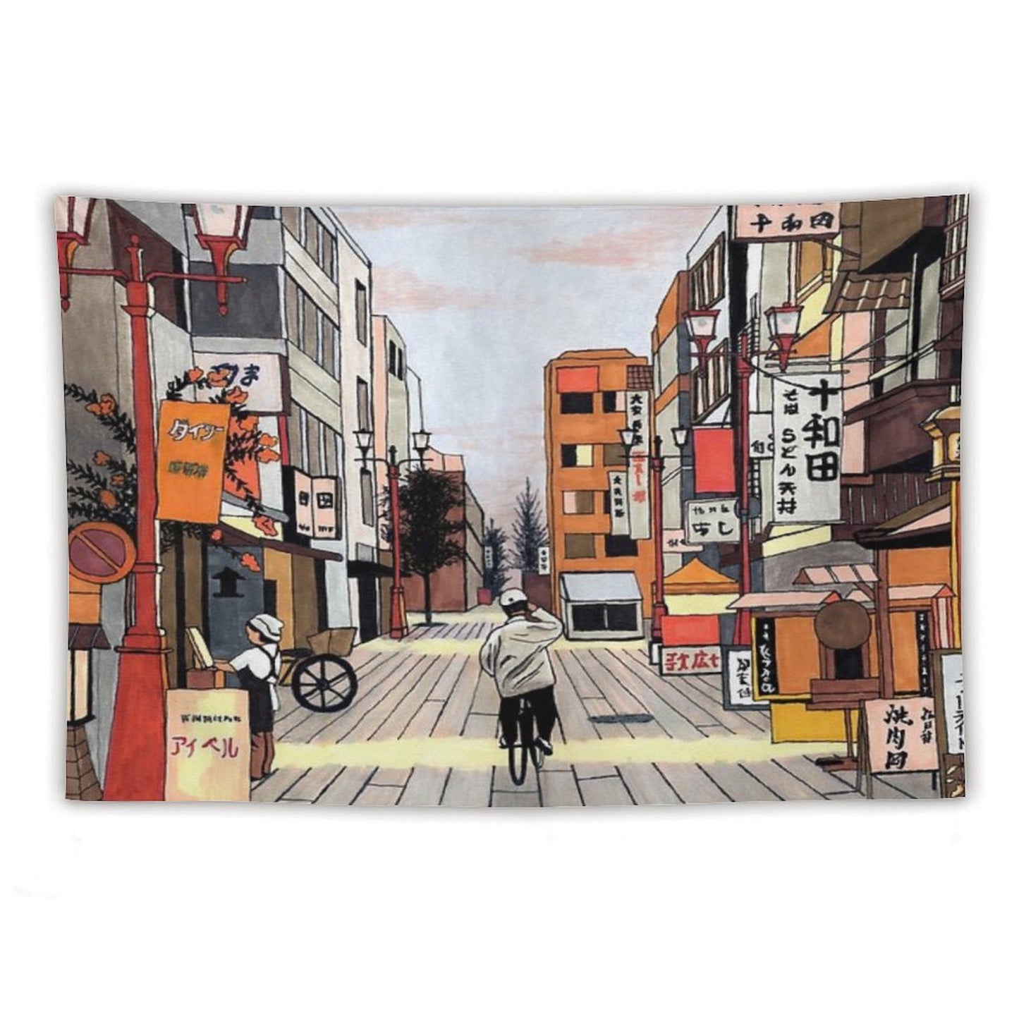 Early Morning Ride in Japan Tapestry