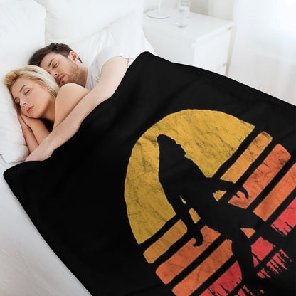 Retro Bigfoot Silhouette Sun Vintage  - Believe! Throw Blanket