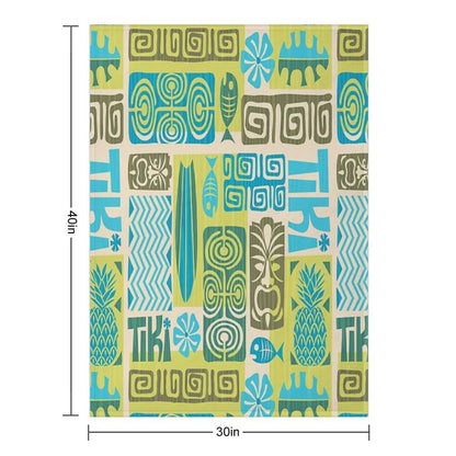 Tiki Time Luau Party Pattern Throw Blanket