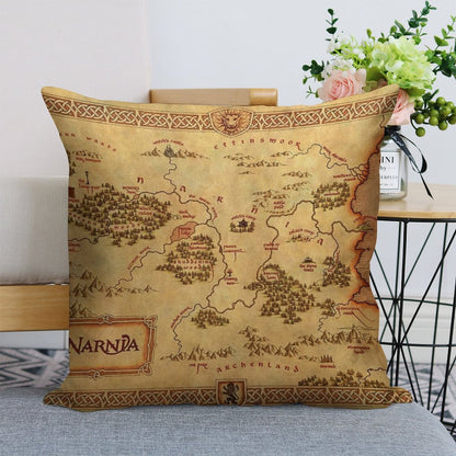 Map of Narnia Linen Throw Pillow Cover