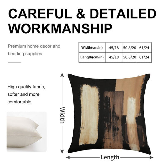 Black Brown Linen Throw Pillow Cover