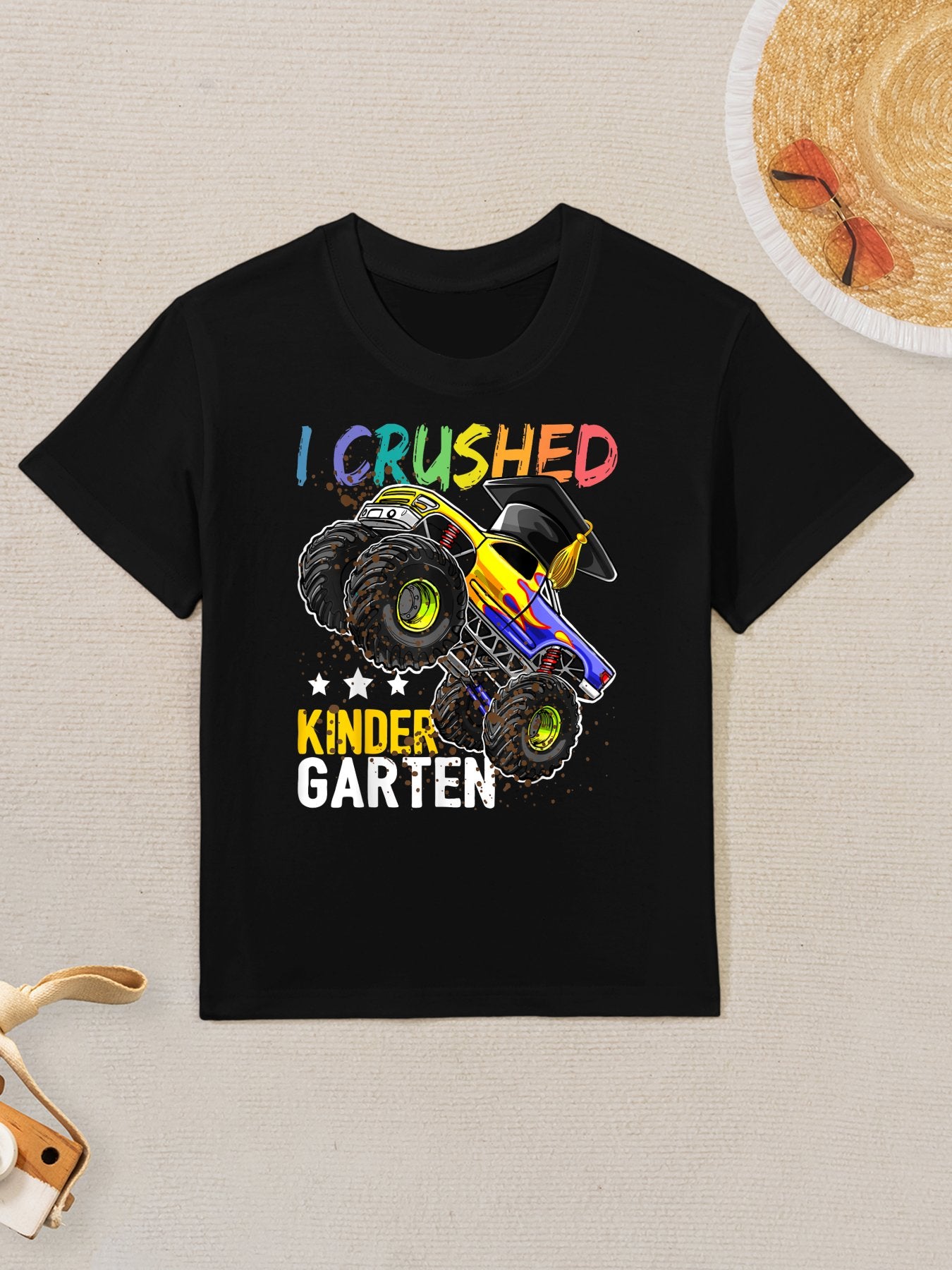 I Crushed Kindergarten Monster Truck Graduation Gift Boys Kids T-Shirt