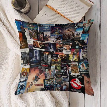 1980s Movie Posters Linen Throw Pillow Cover