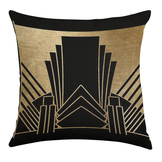 Art Deco Design Linen Throw Pillow Cover