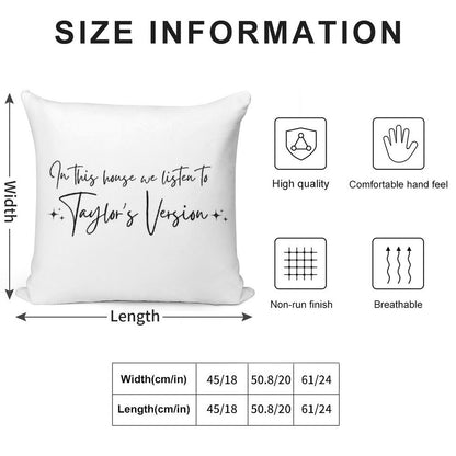 In This House We Listen to Taylor's Version Soft Washable Throw Pillow