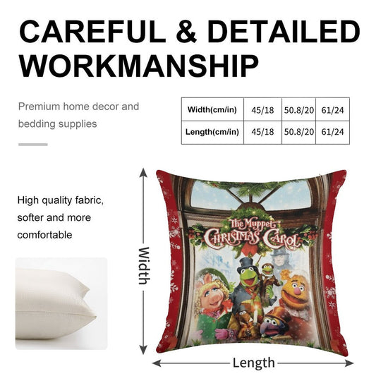 The Muppet Christmas Carol Linen Throw Pillow Cover