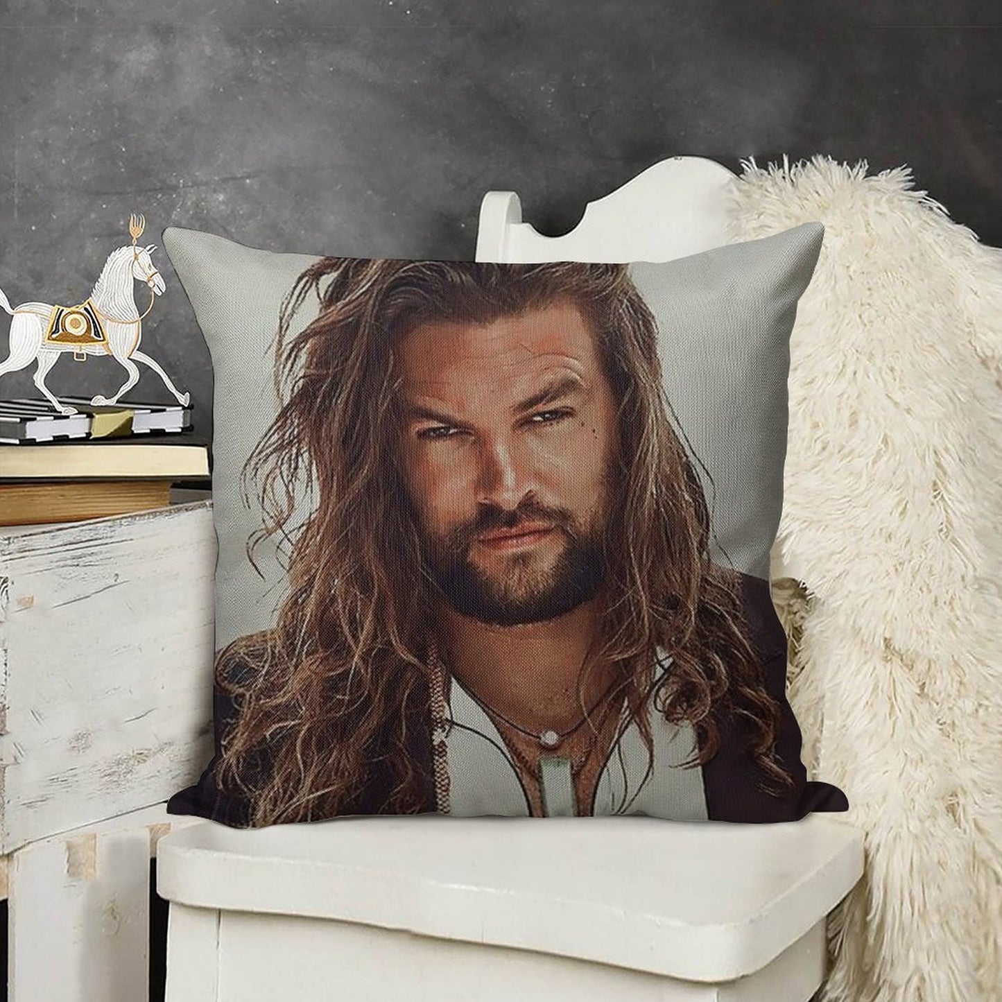 Jason Momoa Linen Throw Pillow Cover