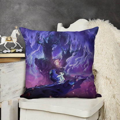 Ori Will of The Wisp Linen Throw Pillow Cover